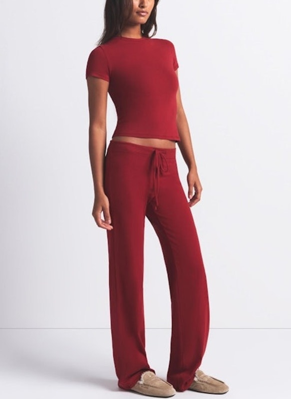 Skims Cotton Jersey Straight Leg Pant - Brick Size S Nwt #1555